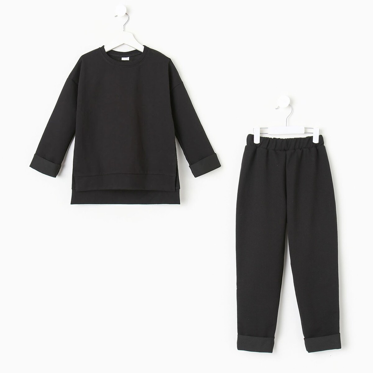 Костюм свитшот брюки MINAKU, размер рост 104 см, цвет черный 04841254 - фото 4