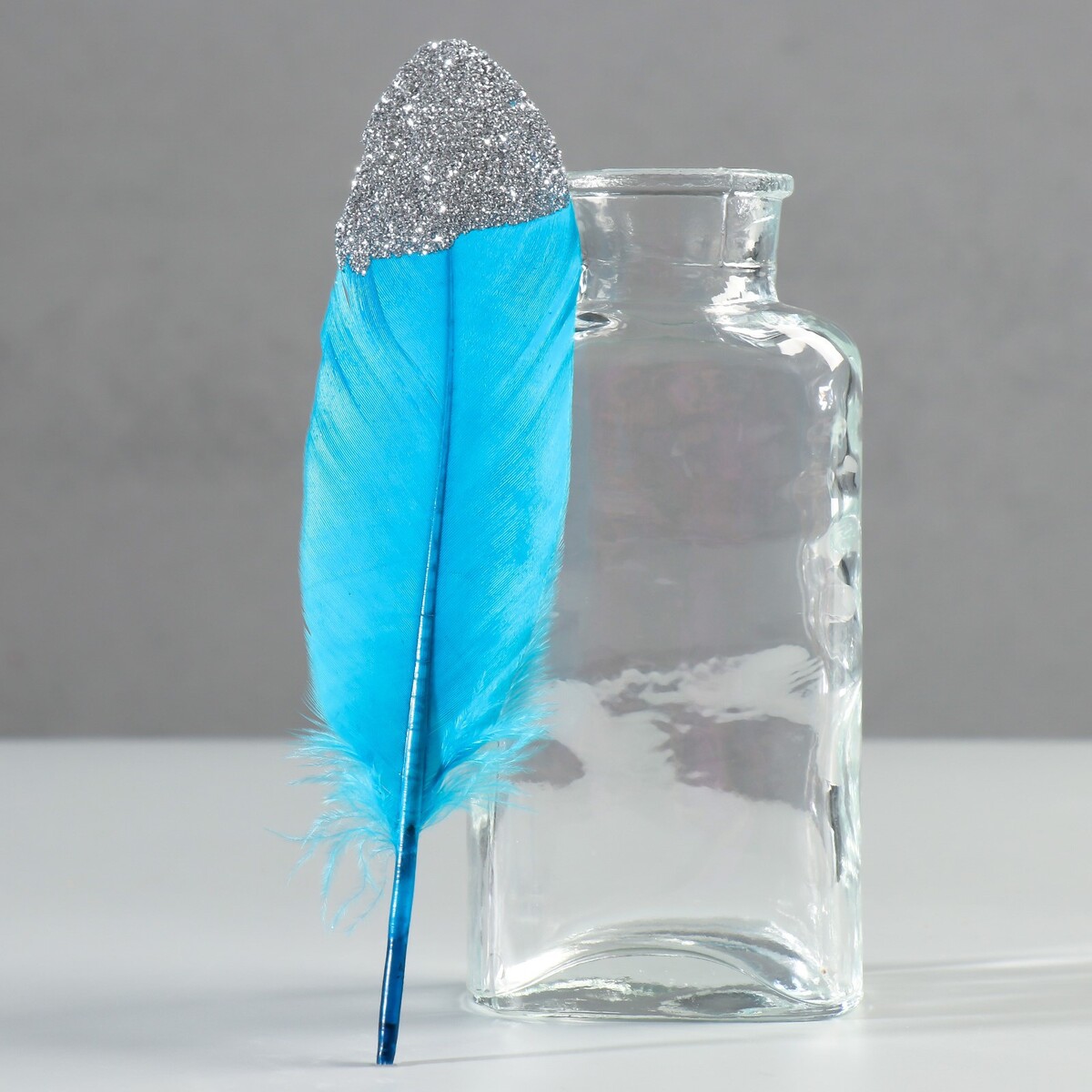Набор перьев гуся 15-20 см, 10 шт, голубой с серебрянной крошкой аппликация eva крошкой