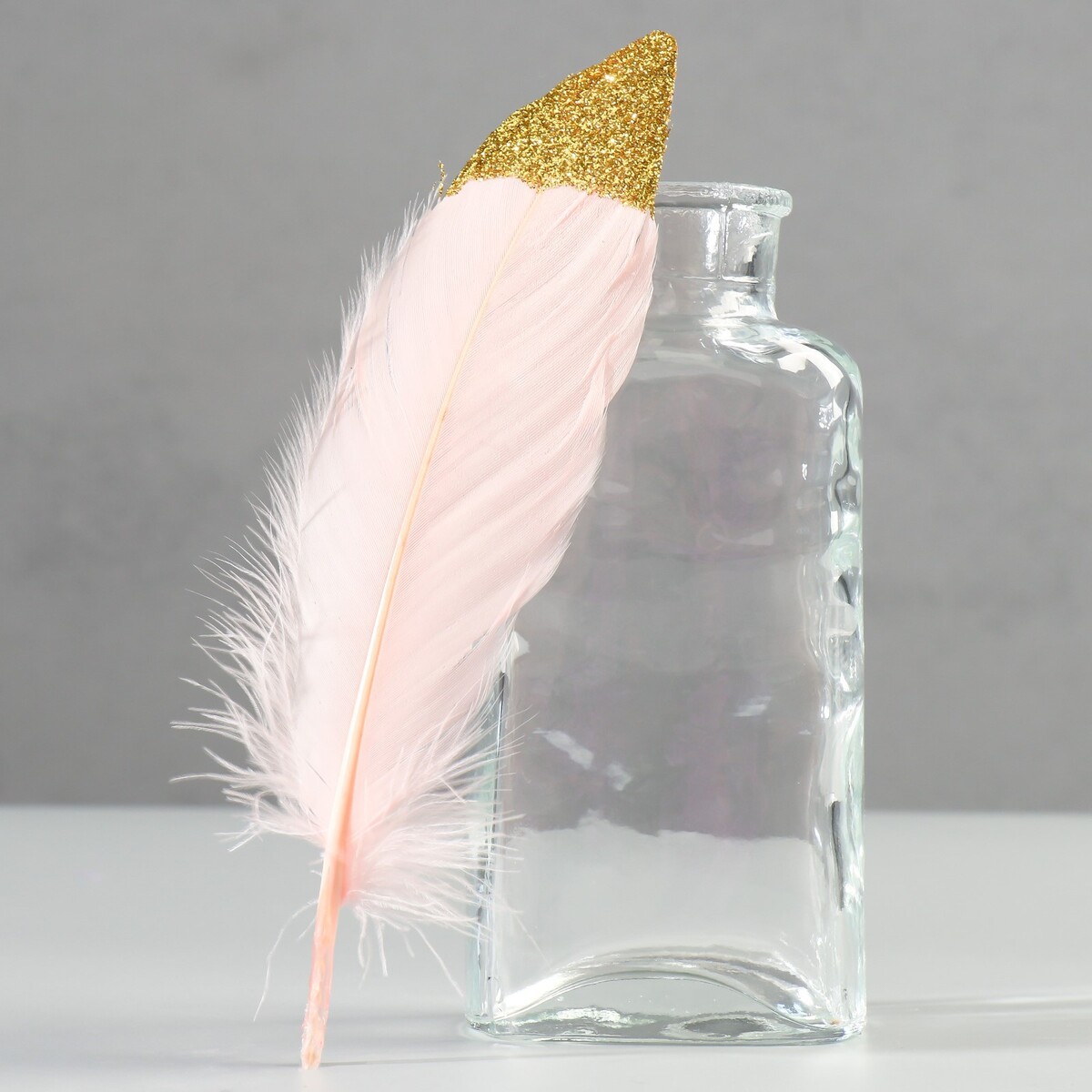 Набор перьев гуся 15-20 см, 10 шт, розовый с золотой крошкой комплект в кроватку золотой гусь ежик топа топ розовый