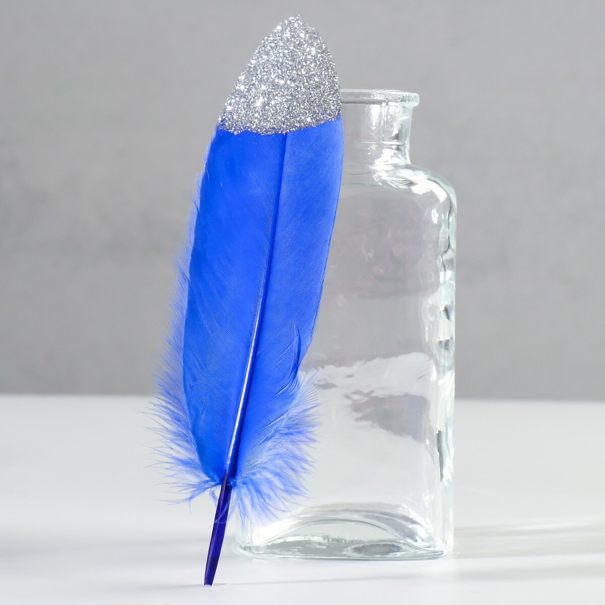 Набор перьев гуся 15-20 см, 10 шт, синий с серебрянной крошкой набор для творчества аппликация eva крошкой и раскраска маска на резинке
