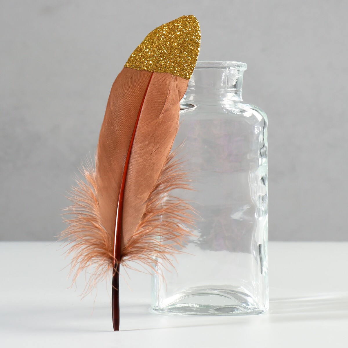 Набор перьев гуся 15-20 см, 10 шт, коричневый с золотой крошкой набор для творчества аппликация eva крошкой и раскраска маска на резинке