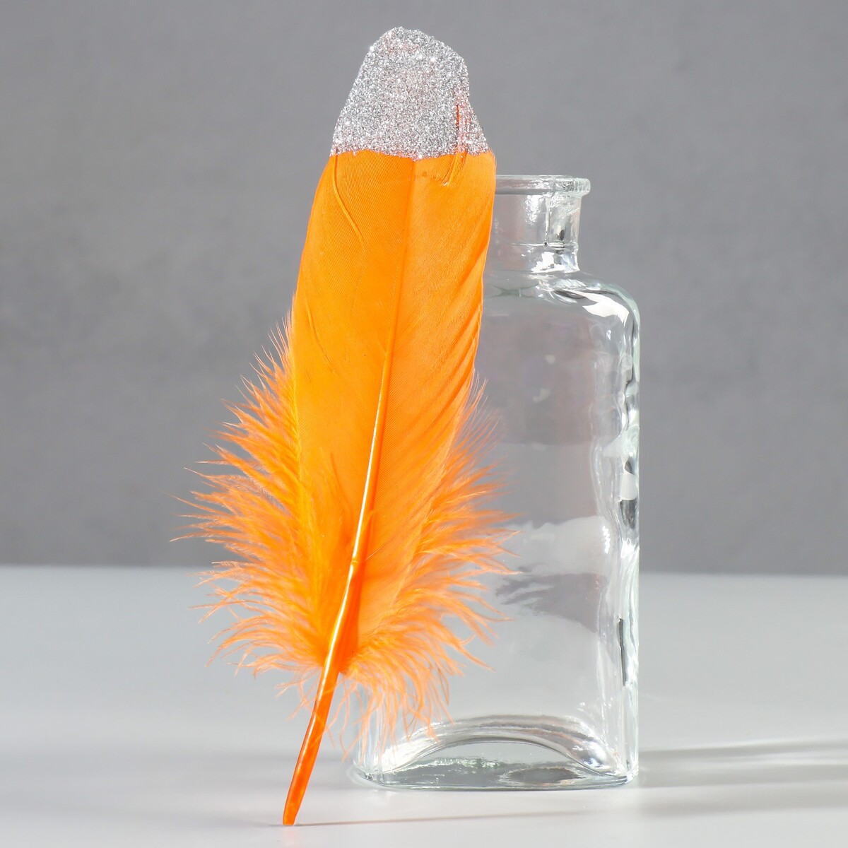 Набор перьев гуся 15-20 см, 10 шт, оранжевый с серебрянной крошкой набор для творчества аппликация eva крошкой и раскраска маска на резинке
