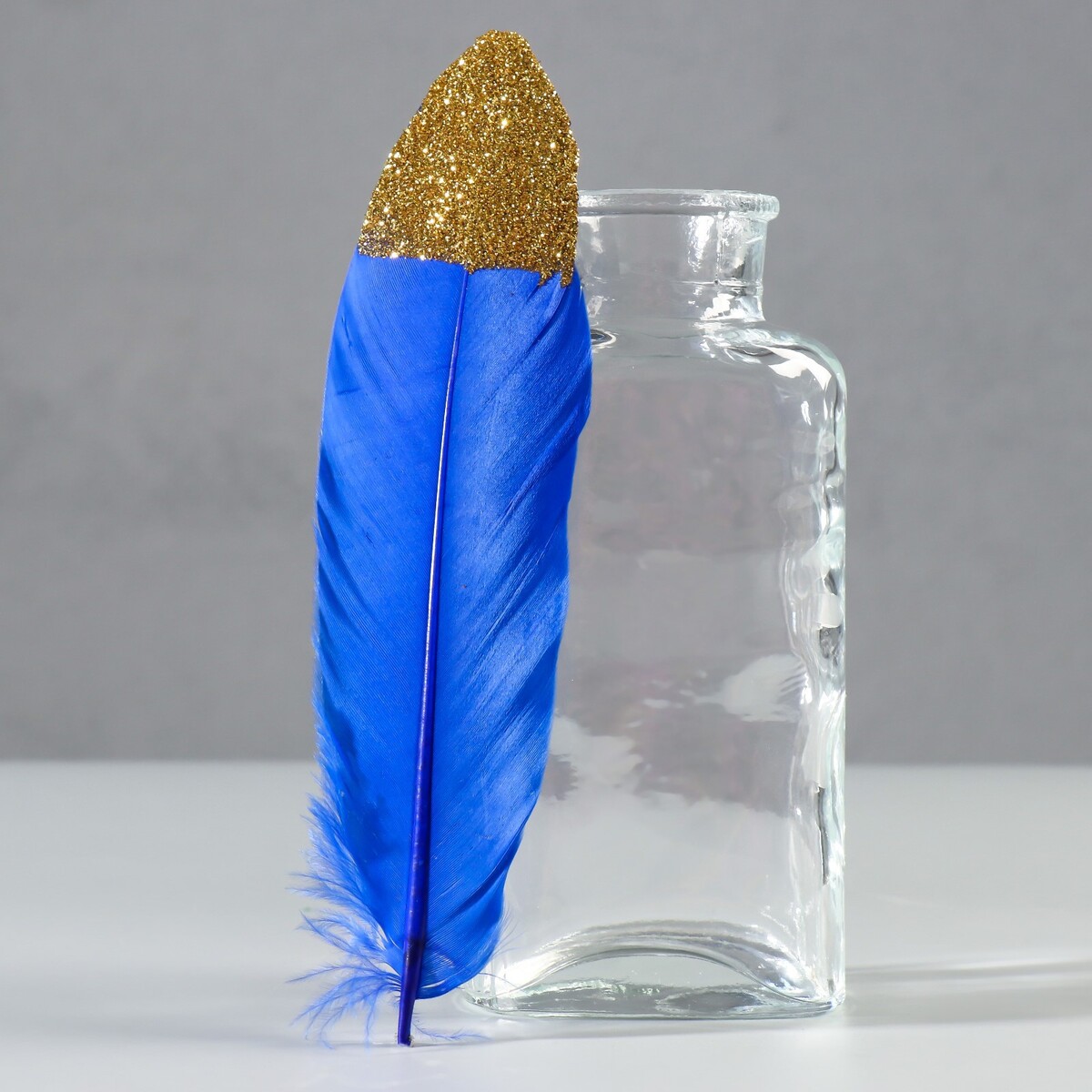 Набор перьев гуся 15-20 см, 10 шт, синий с золотой крошкой шар латексный 14 хром набор 50 шт золотой gemar