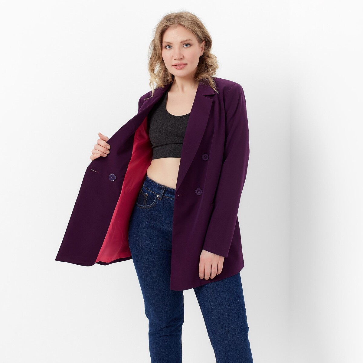Пиджак MINAKU, размер 48, цвет фиолетовый 04874812 - фото 4