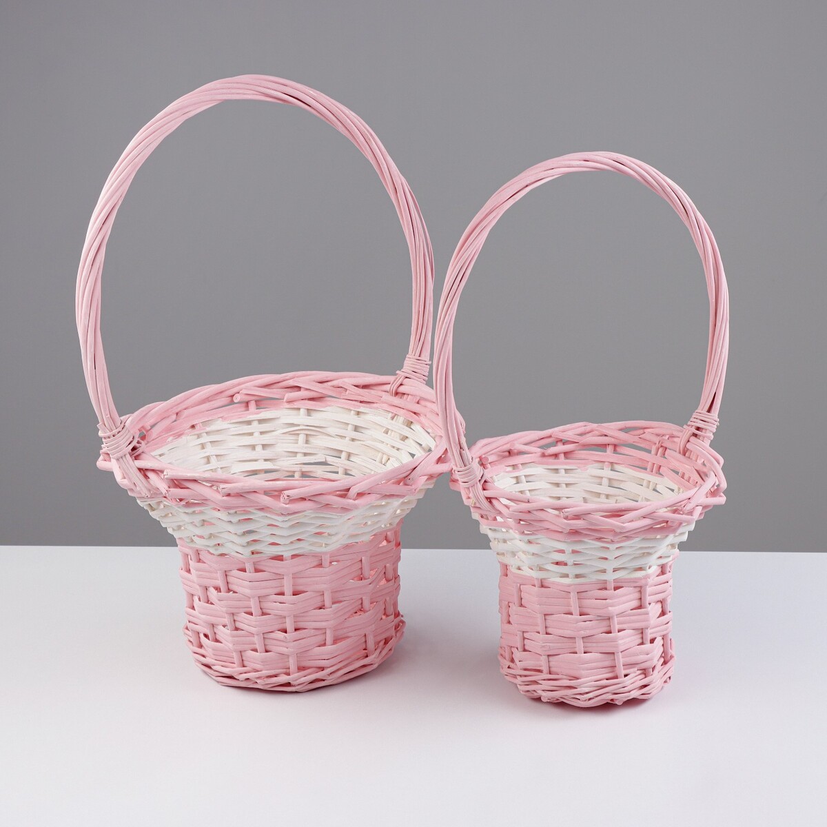 

Набор корзин, 2 шт, 27×19/32 см, 23×16/27 см, ива, Розовый