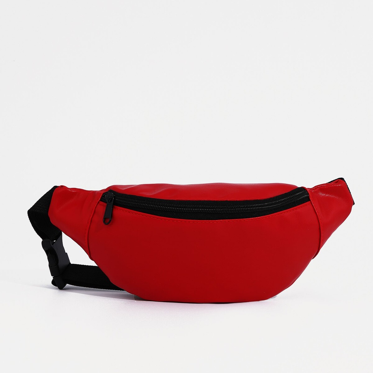 Поясная сумка на молнии, наружный карман, цвет красный No brand