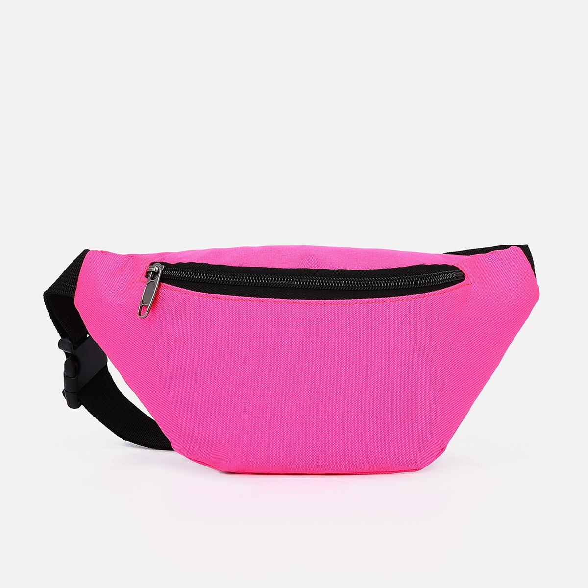 Поясная сумка на молнии, наружный карман, цвет розовый No brand