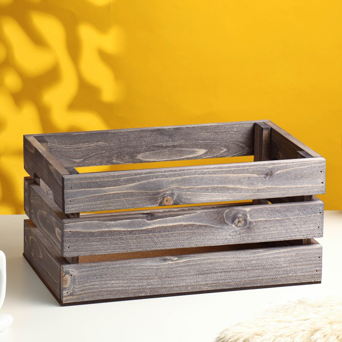 Кашпо - ящик деревянный 30х20х14,5 см состаренный дуб ящик деревянный 30×20×10 см подарочный с реечной крышкой состаренный