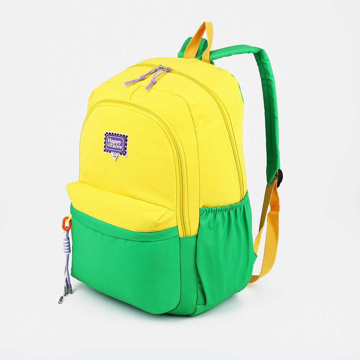 Рюкзак 2 отдела на молнии, 4 наружных кармана, цвет желтый/зеленый рюкзак сумка на молнии 4 наружных кармана отделение для обуви зеленый