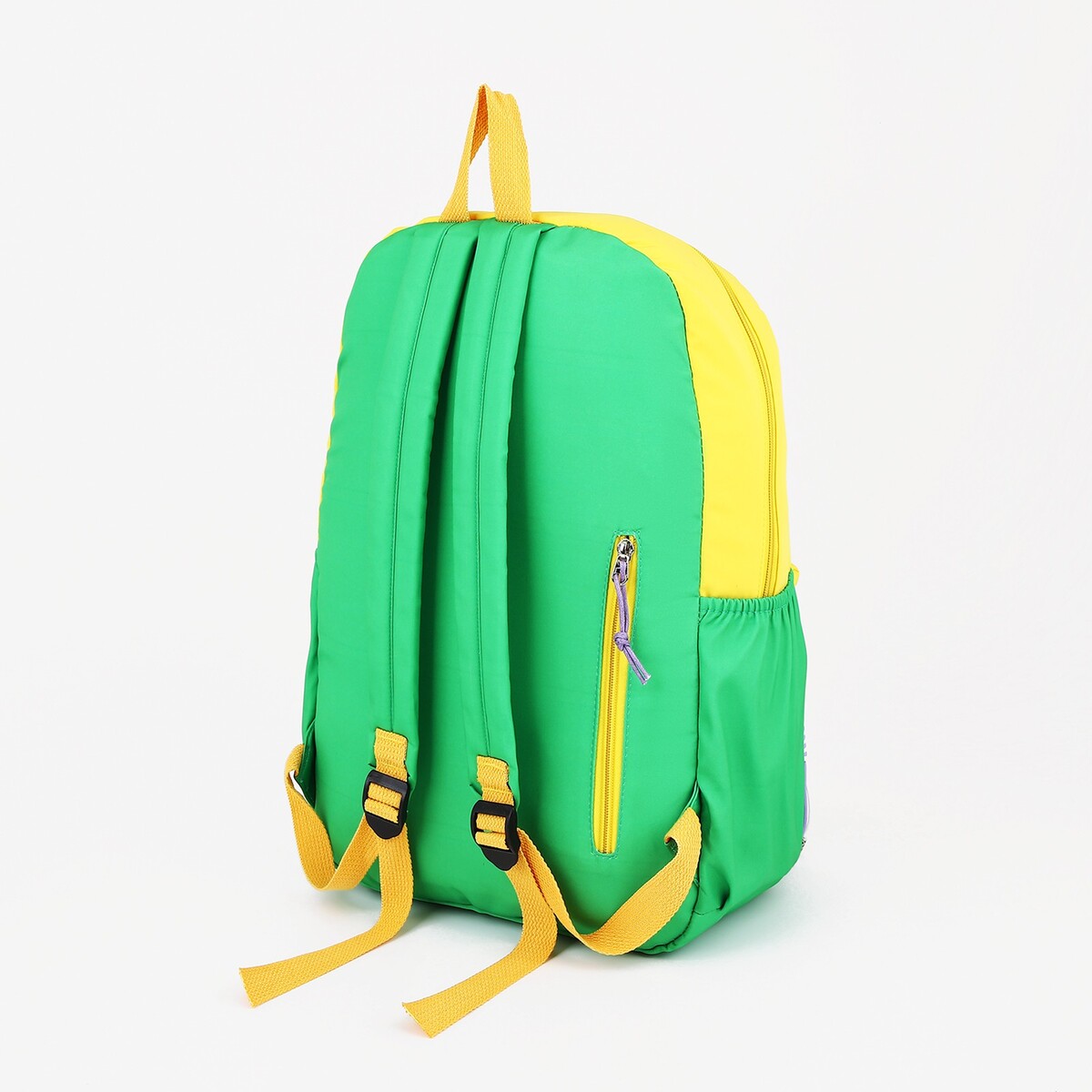 фото Рюкзак 2 отдела на молнии, 4 наружных кармана, цвет желтый/зеленый no brand