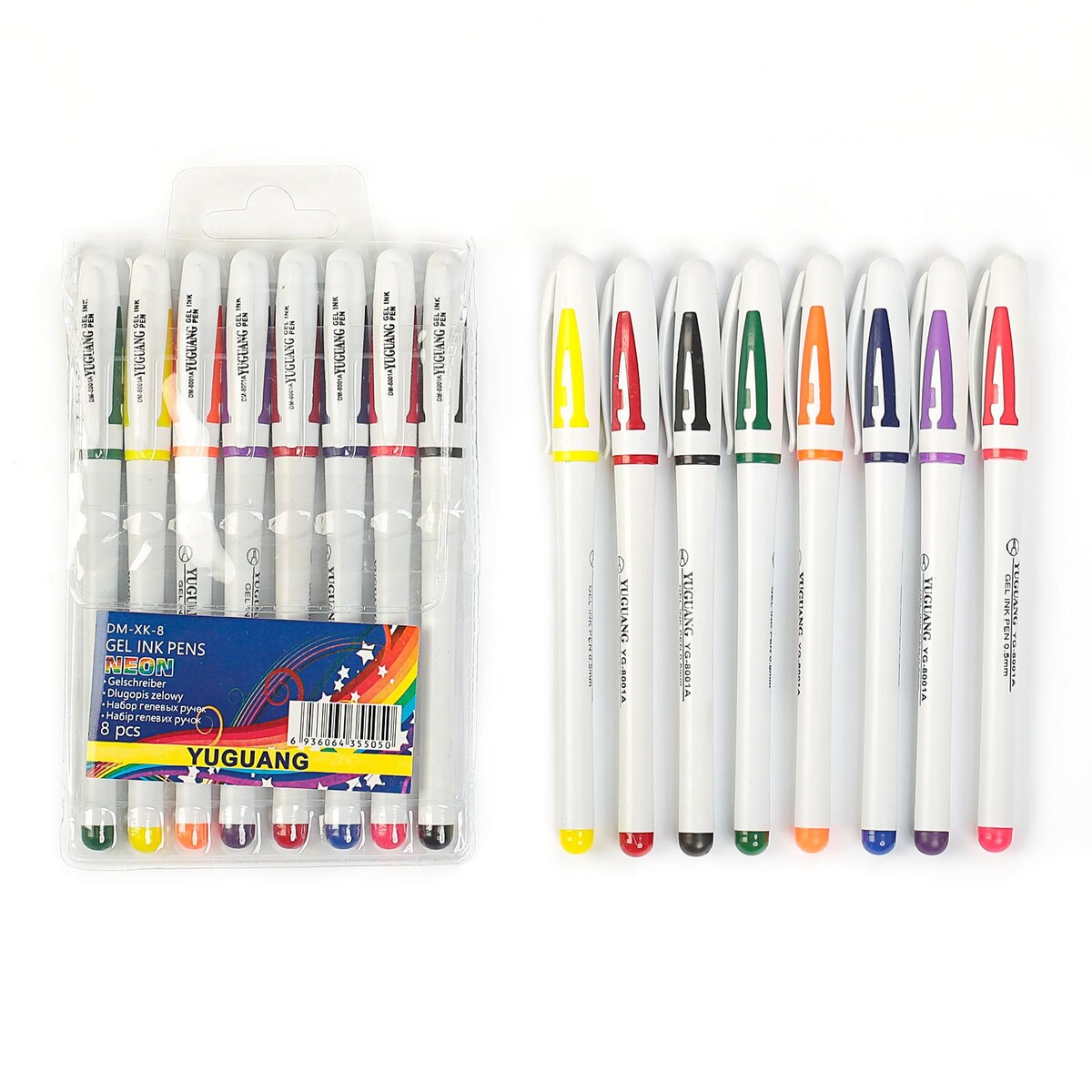 Набор гелевых ручек, 8 цветов, корпус белый с цветными вставками, в блистере корпус hiper pw81 белый
