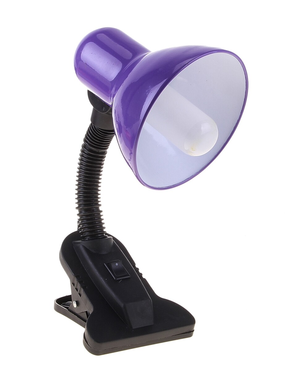 Лампа настольная е27, с выкл. на зажиме (220в) фиолетовая (108в) лампа настольная е27 с выкл 220в желтая 203в