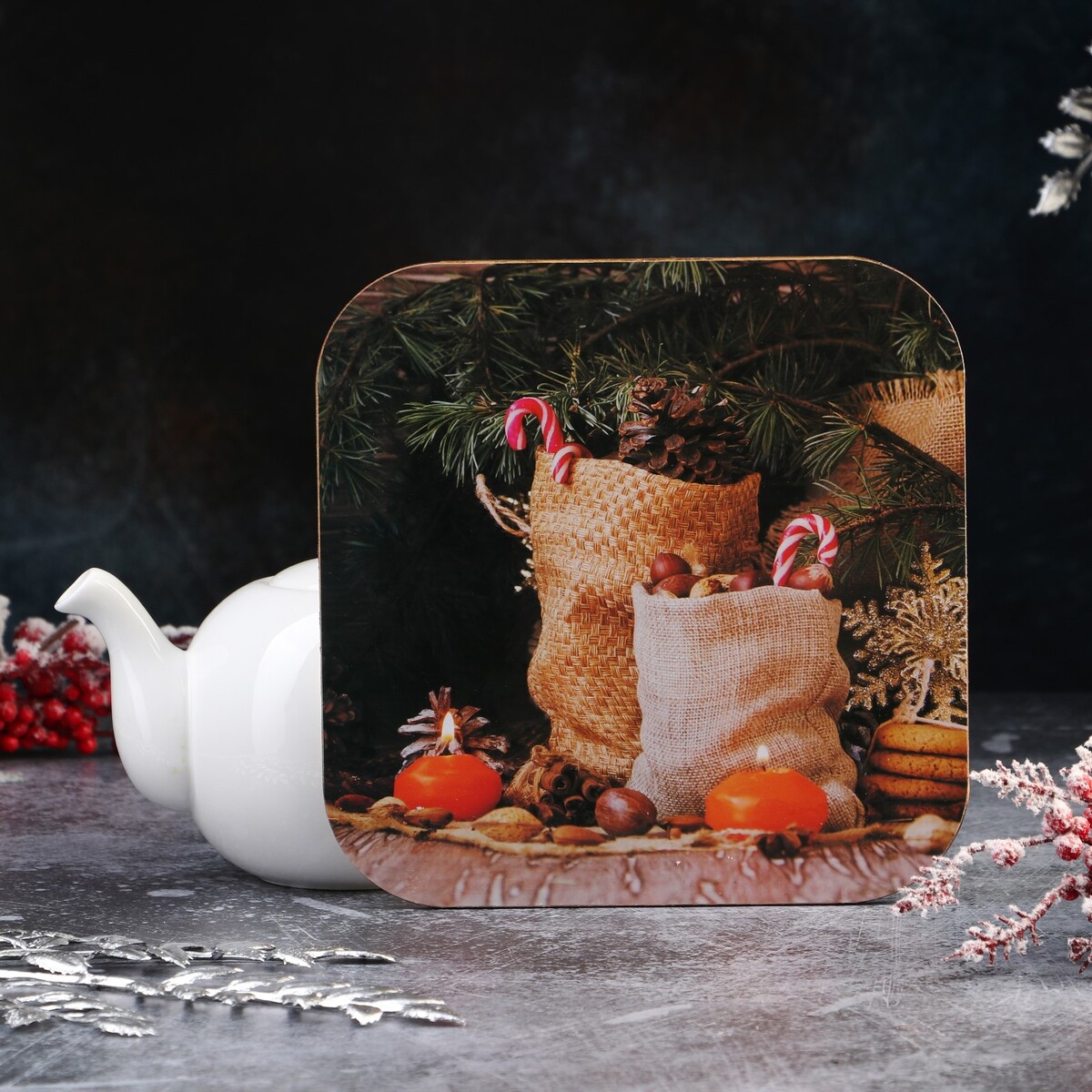 

Подставка под горячее доляна, деревянная, 18 см, Разноцветный