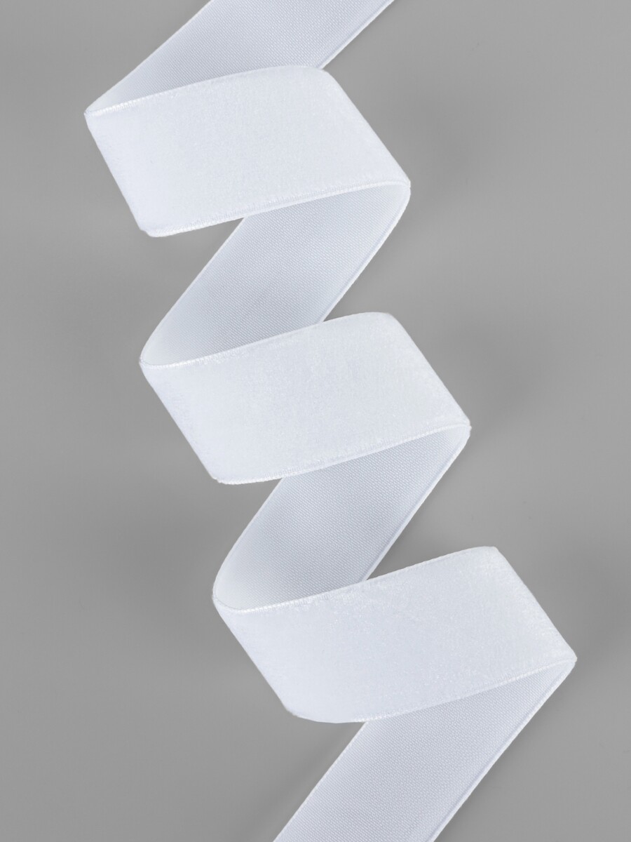 

Лента бархатная, 25 мм, 18±1 м, белая №01, Белый