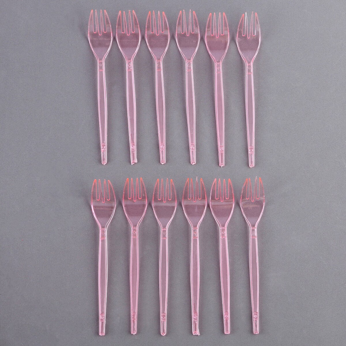 Вилки пластиковые, в наборе 12 шт., цвет розовый