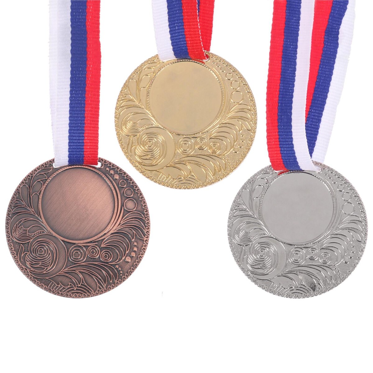 Медаль под нанесение 062 диам 5 см. цвет бронз. с лентой медаль под нанесение 009 диам 7 см бронз с лентой