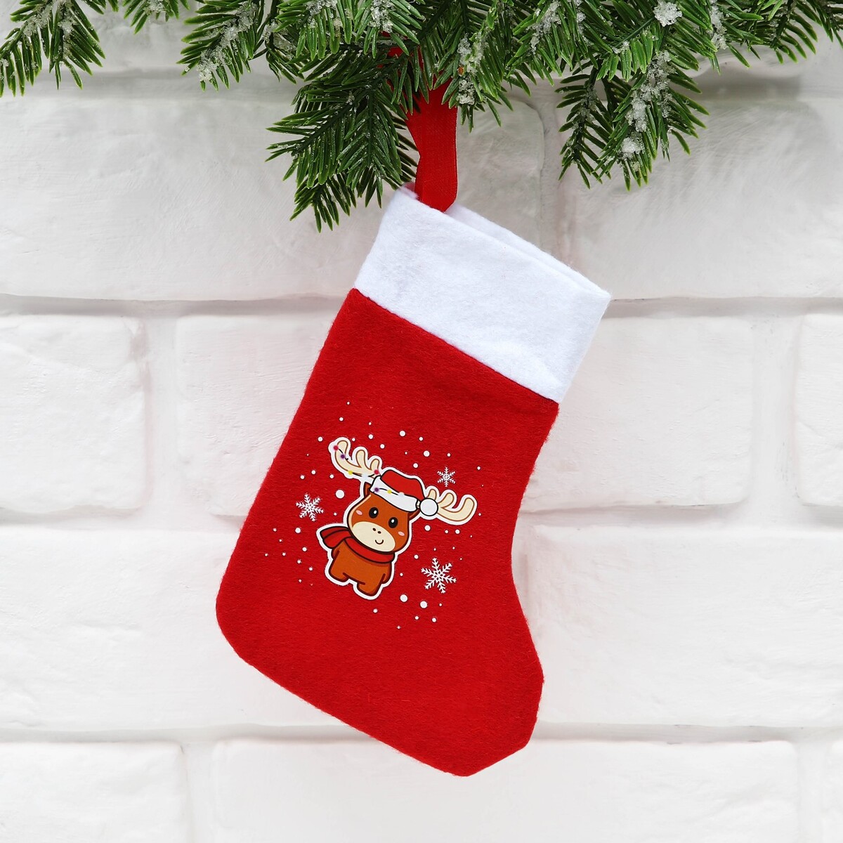 Мешочек-носок для подарков мешочек сувенирный иероглиф счастье красный 10х13 см