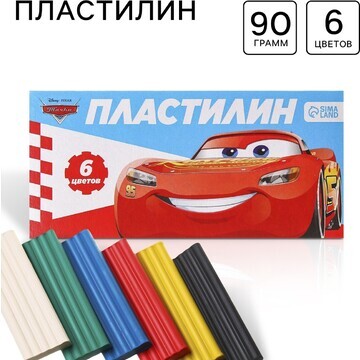 Пластилин 6 цветов 90 г , тачки