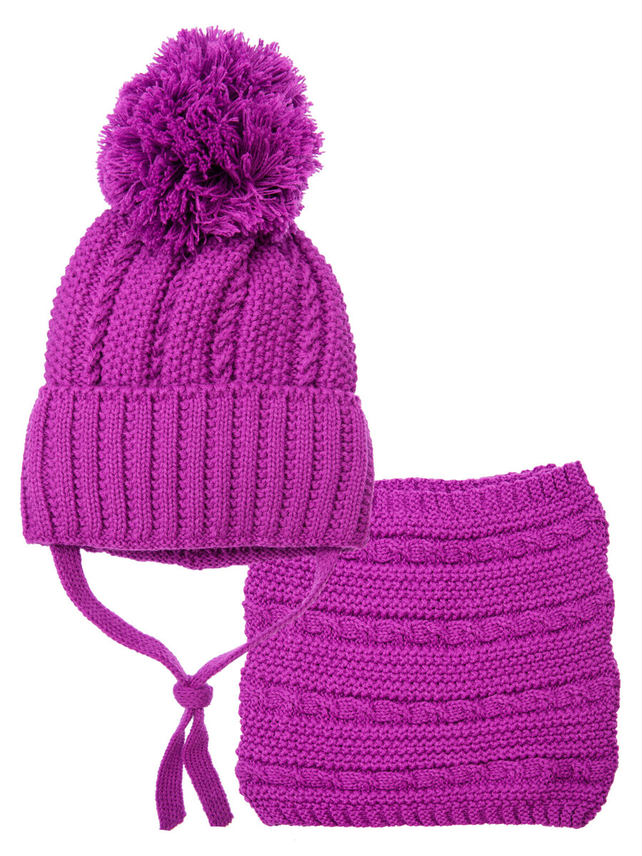 Комплект трикотажный шапка снуд PLAYTODAY, размер рост 98 см, цвет розовый 05147918 - фото 1