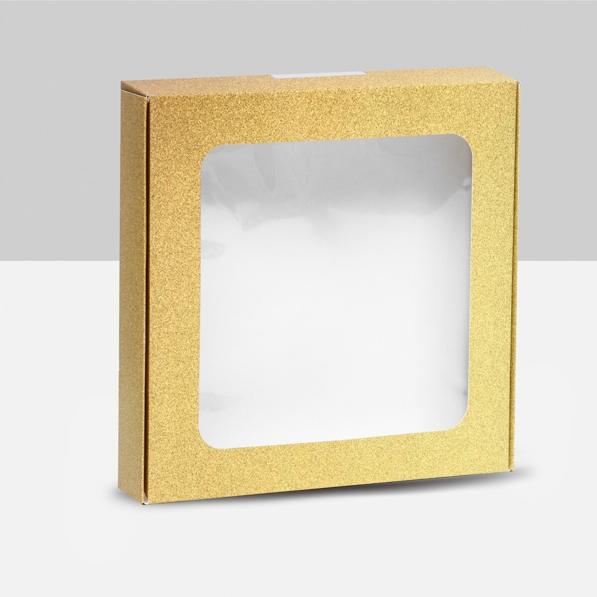 Коробка самосборная, с окном, золотая, 16 х 16 х 3 см коробка самосборная с окном мятная 13 х 13 х 3 см