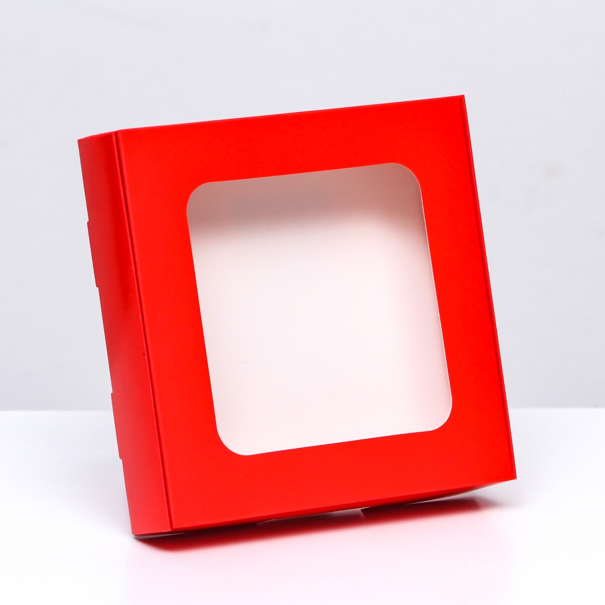 Коробка самосборная с окном красная, 13 х 13 х 3 см коробка самосборная с окном сиреневый 19 х 19 х 3 см