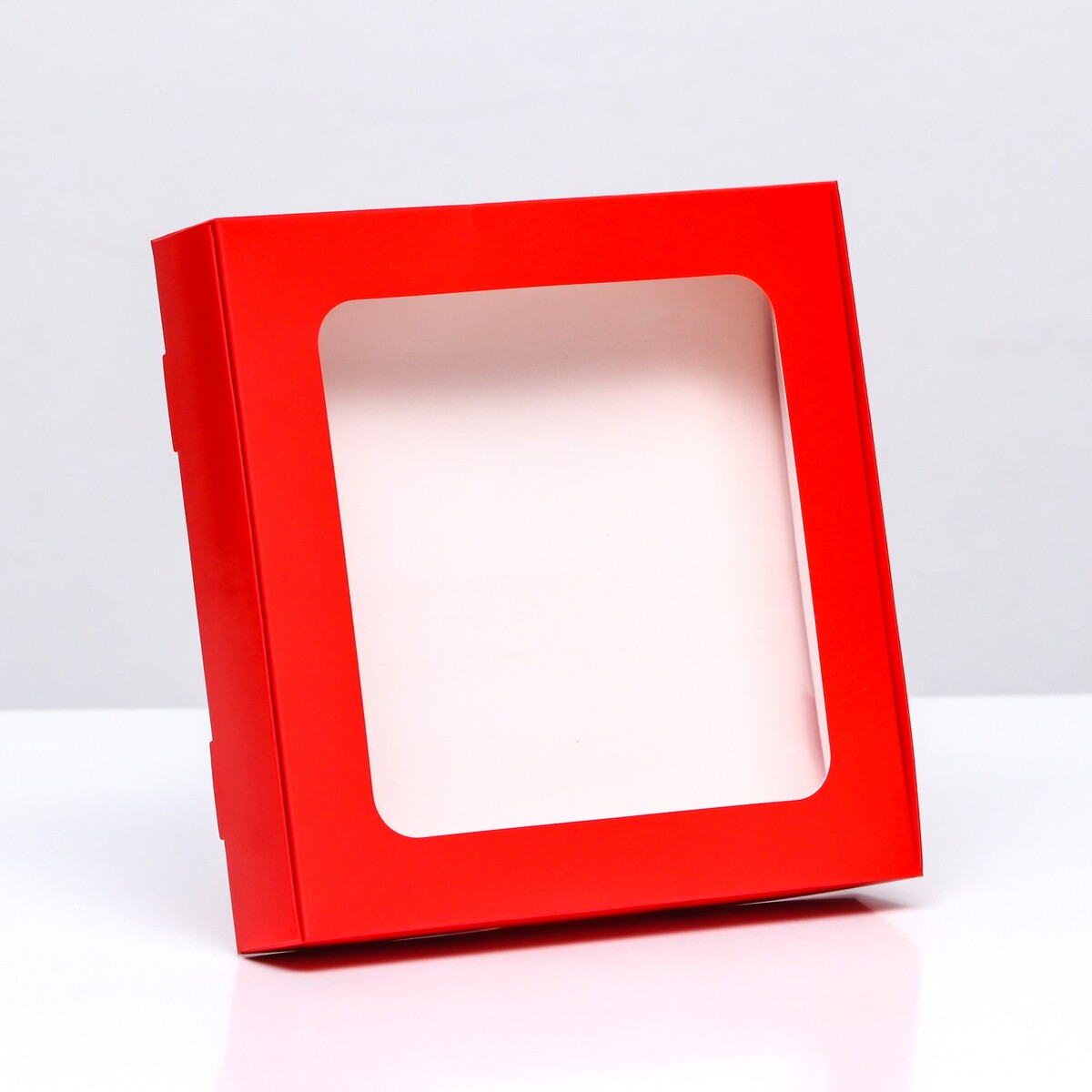 Коробка самосборная с окном красная, 16 х 16 х 3 см коробка самосборная с окном мятная 19 х 19 х 3 см