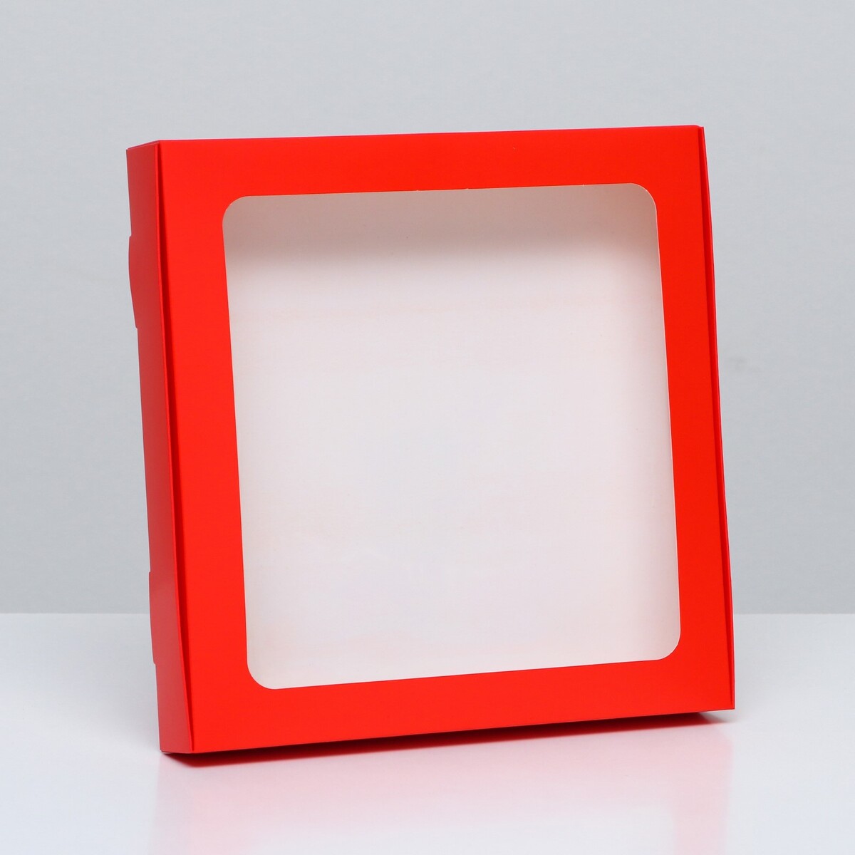 Коробка самосборная с окном красная, 21 х 21 х 3 см коробка самосборная с окном красная 16 х 16 х 3 см