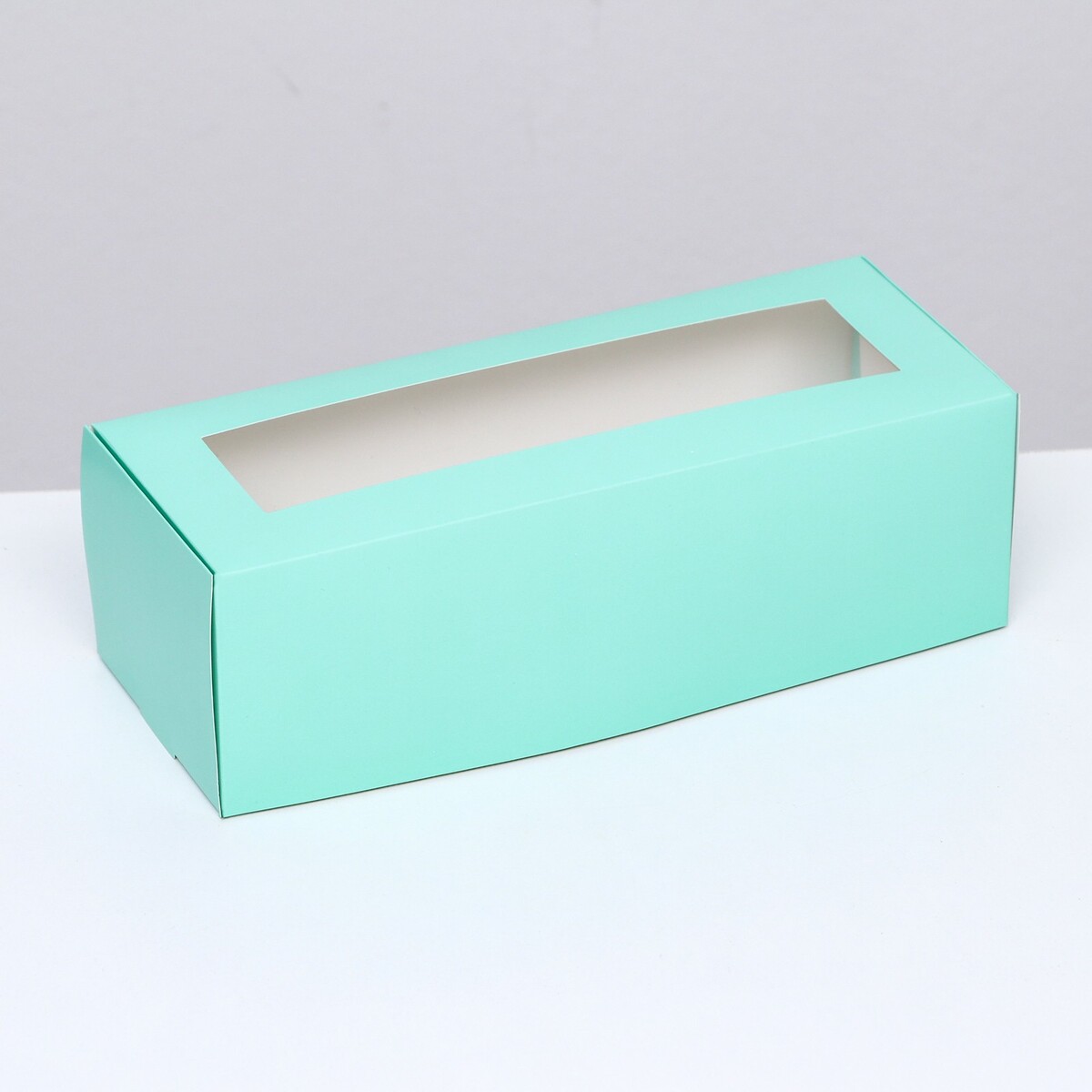 Коробка складная с окном под рулет, зеленая, 26 х 10 х 8 см упаковка под 4 капкейка с окном зеленая 16 х 16 х 10 см