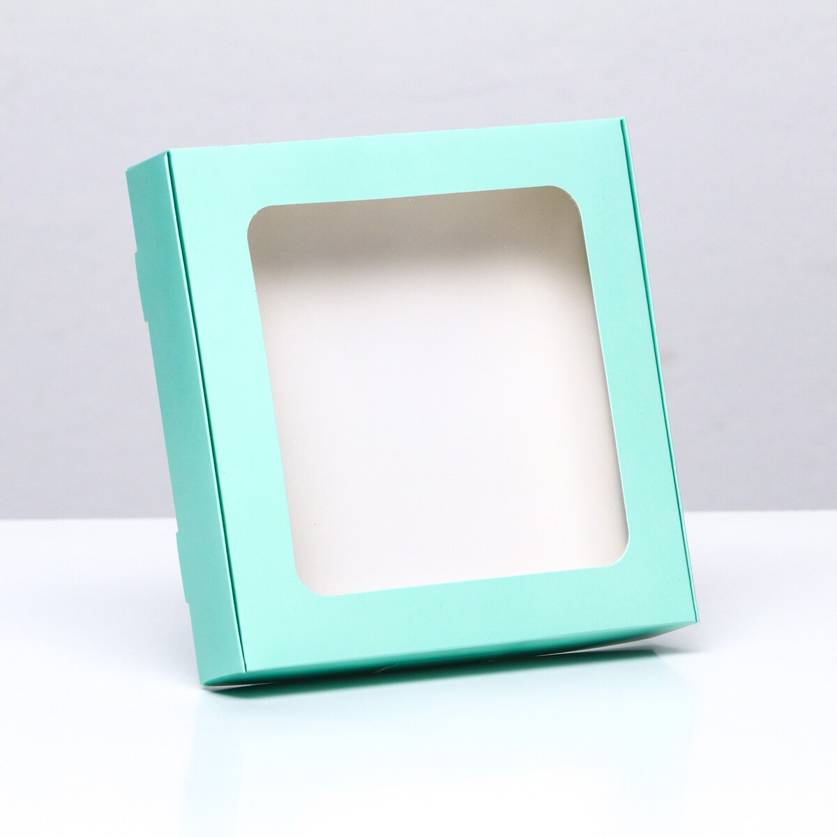 Коробка самосборная с окном мятная, 16 х 16 х 3 см коробка самосборная с окном сиреневая 13 х 13 х 3 см