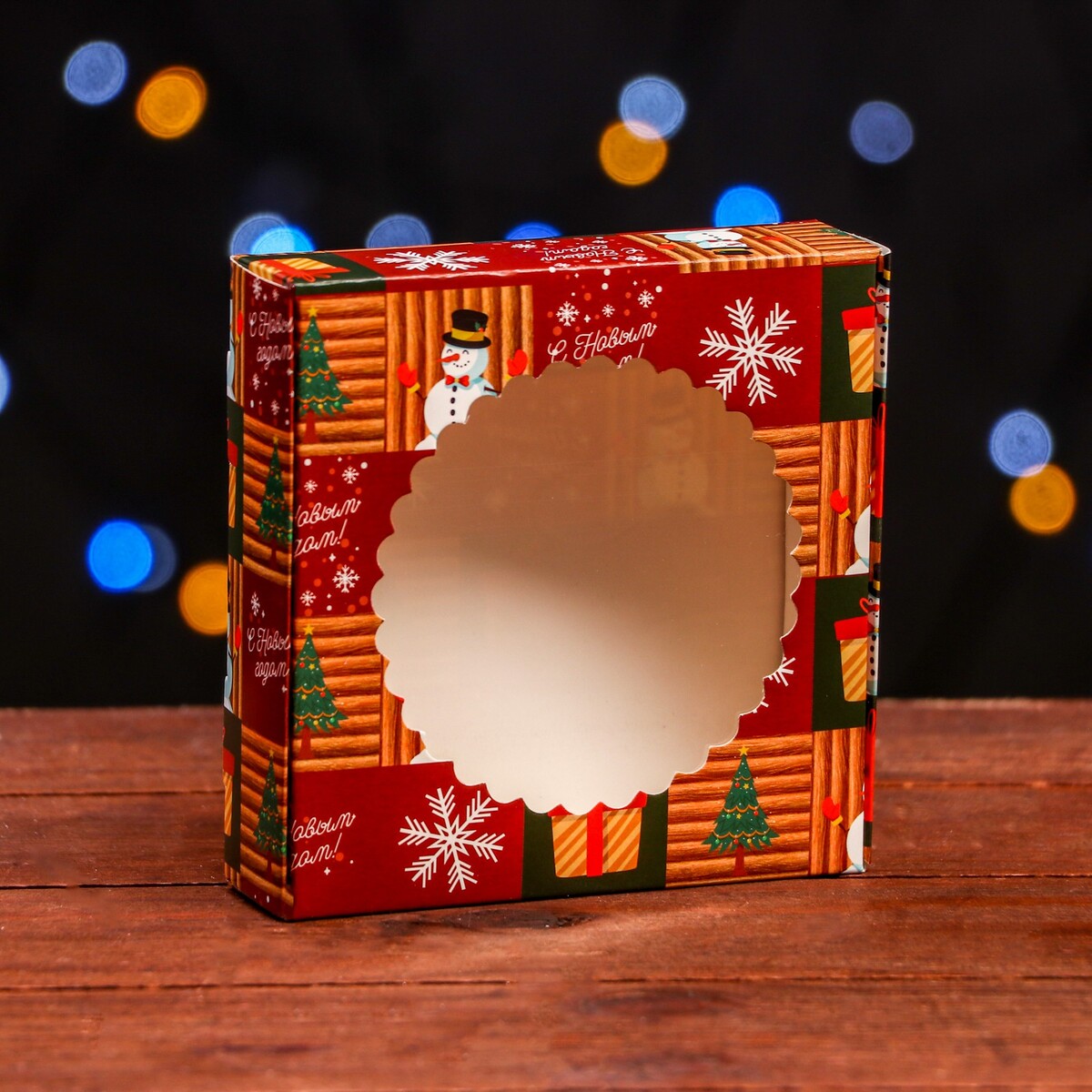 Подарочная коробка сборная с окном подарочная коробка сборная с окном 11 5 х 11 5 х 3 см алый