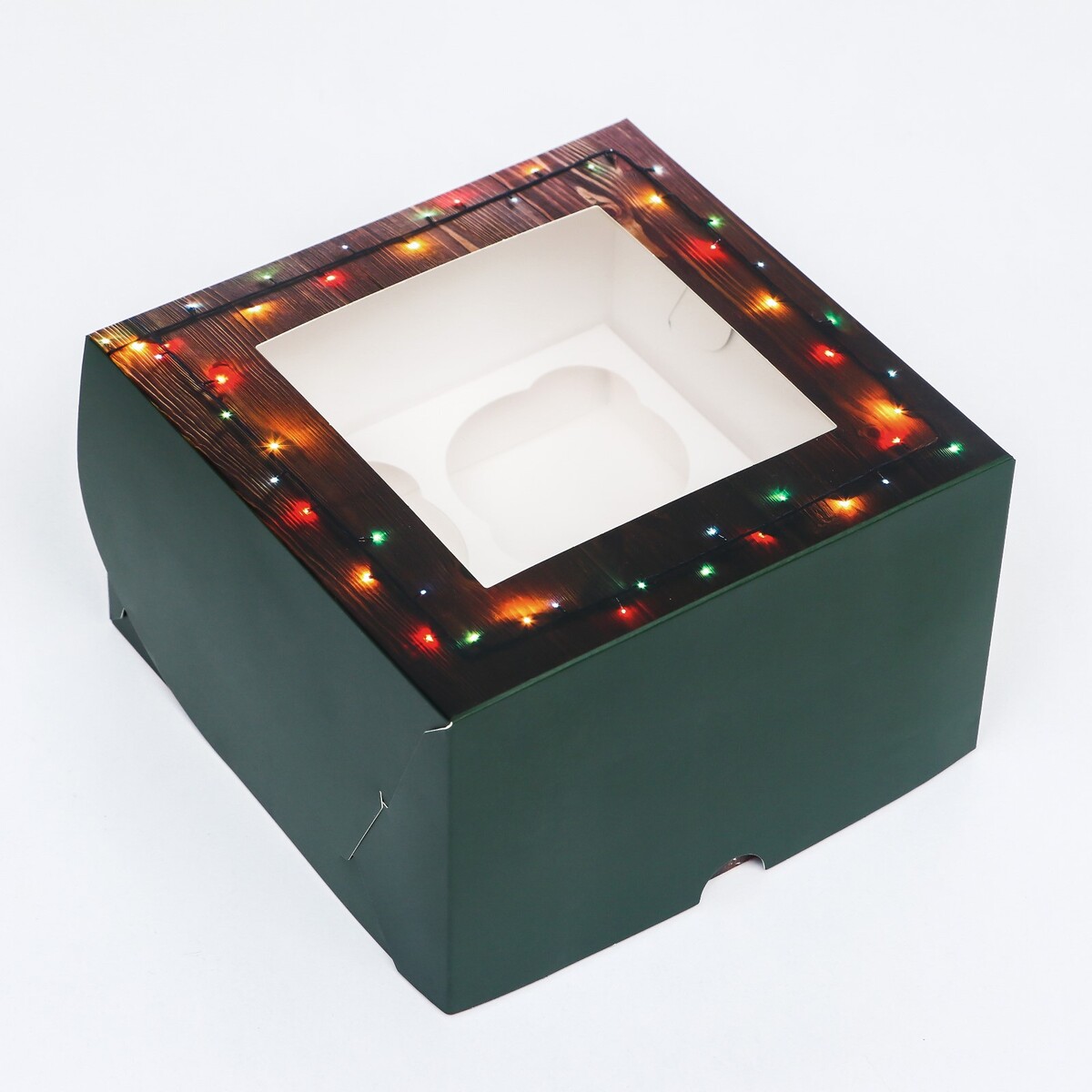 Упаковка на 4 капкейков с окном кружка керамика 480 мл счастливого рождества с крышкой подарочная упаковка y4 7498