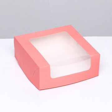 Кондитерская упаковка с окном, розовая, 