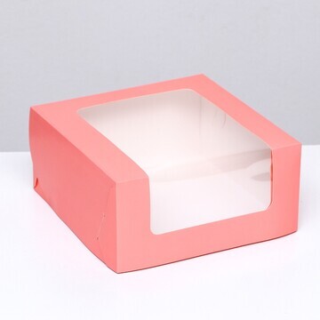 Кондитерская упаковка с окном, розовая, 
