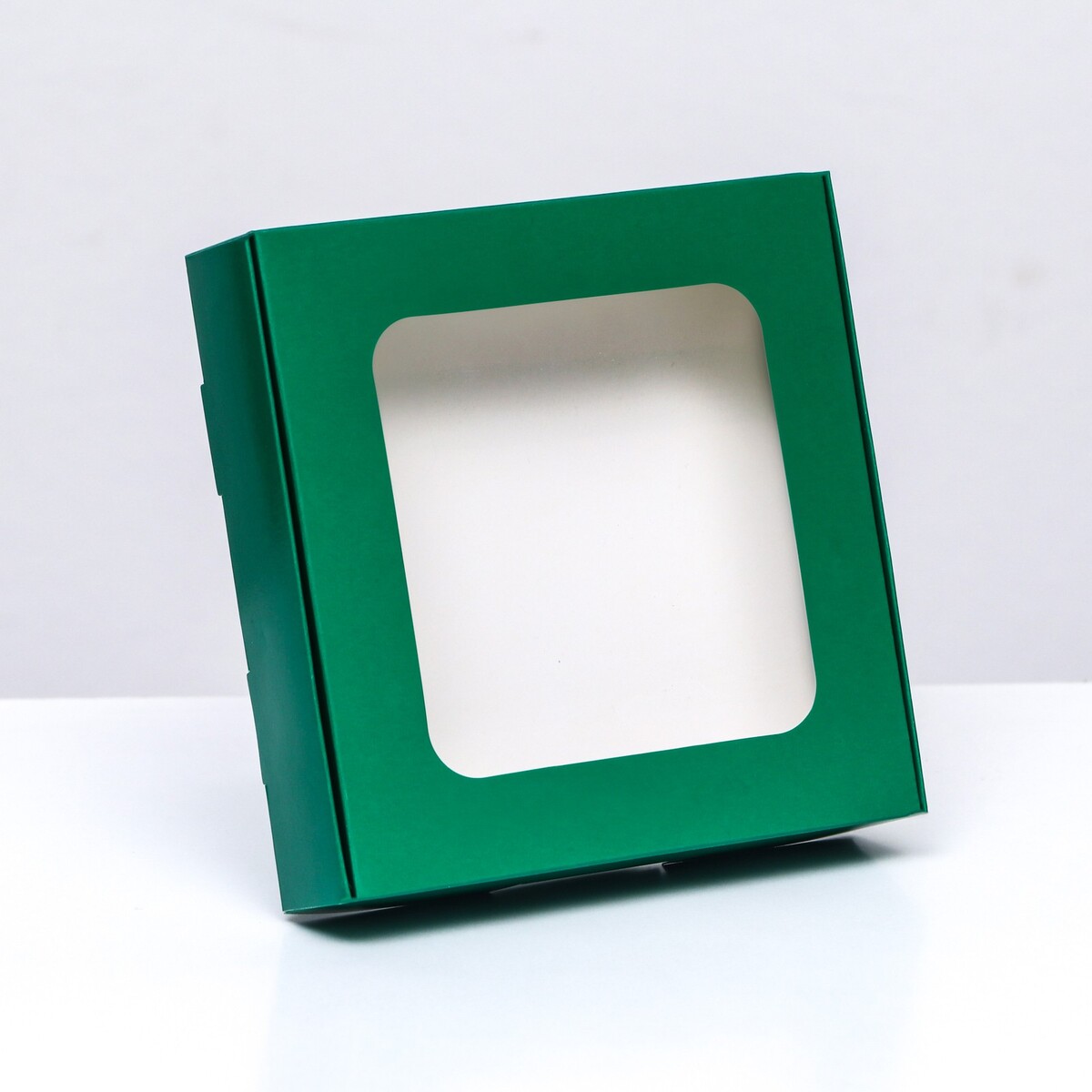 Коробка самосборная, зеленая, 13 х 13 х 3 см упаковка на 6 капкейков с окном зеленая 25 х 17 х 10 см