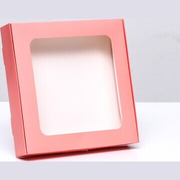 Коробка самосборная с окном розовая, 16 