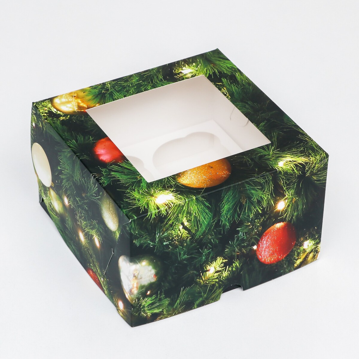 Упаковка на 4 капкейков с окном кружка керамика 480 мл счастливого рождества с крышкой подарочная упаковка y4 7498