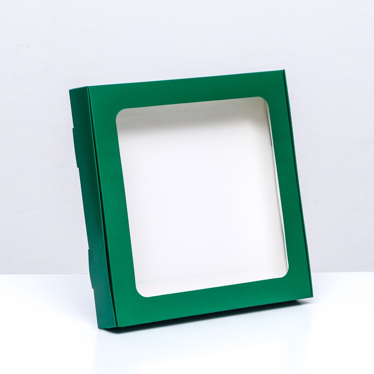 Коробка самосборная с окном, зеленый, 19 х 19 х 3 см коробка самосборная с окном серебрянная 16 х 16 х 3 см