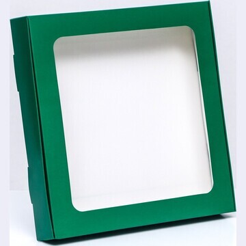 Коробка самосборная с окном, зеленый, 19