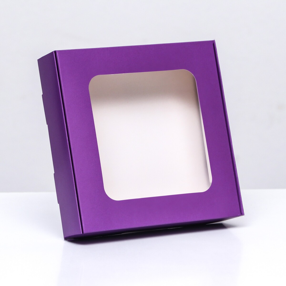 Коробка самосборная с окном сиреневая, 13 х 13 х 3 см коробка самосборная с окном мятная 13 х 13 х 3 см