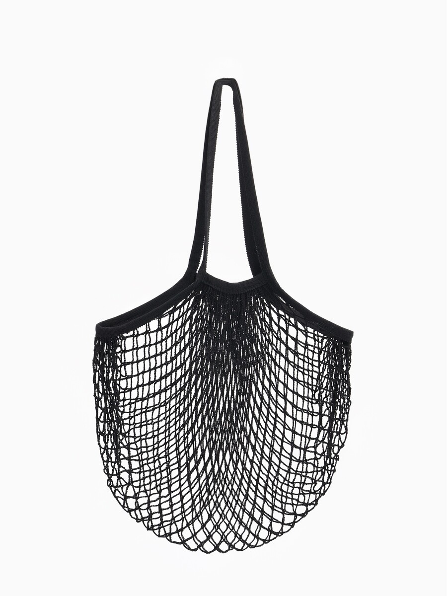 

Сумка-авоська плетеная, клетка 1.5 см, черная, Черный