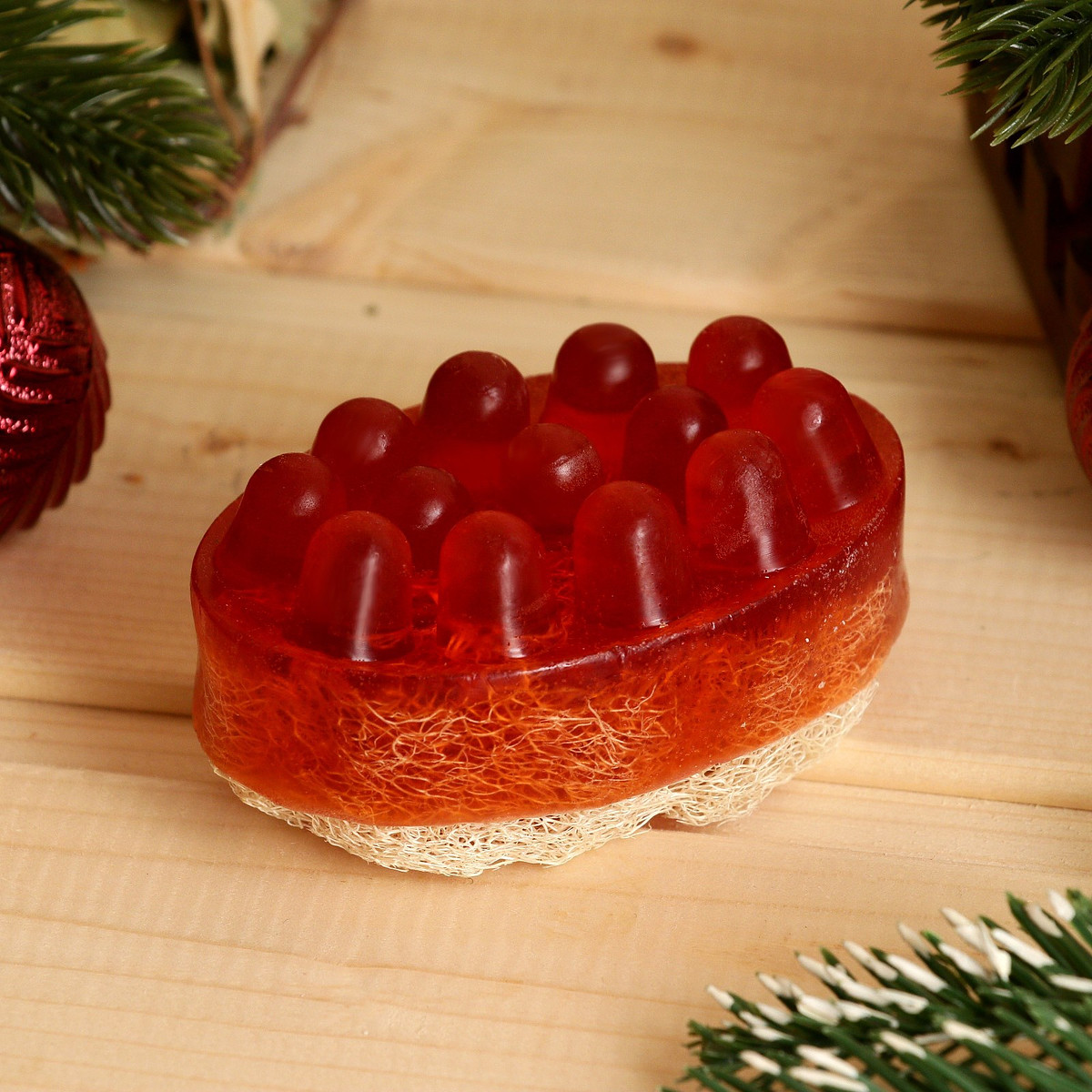 

Массажное мыло с люффой, Красный