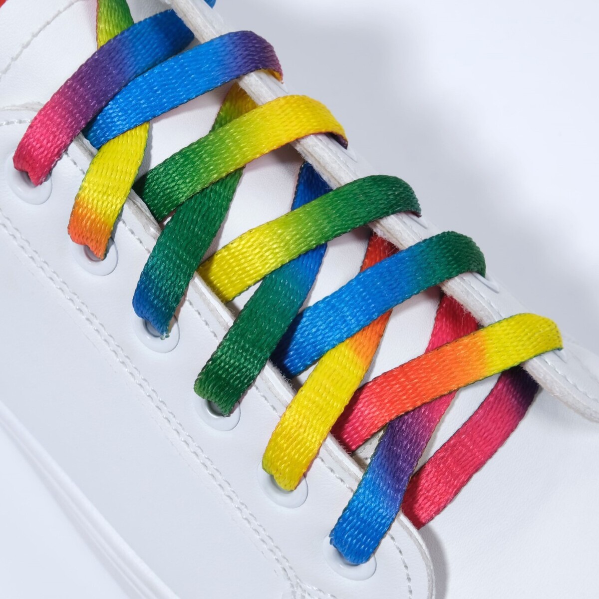 Шнурки для обуви, пара, плоские, 8 мм, 90 см, цвет радужный шнурки для обуви пара плоские 8 мм 120 см мятный