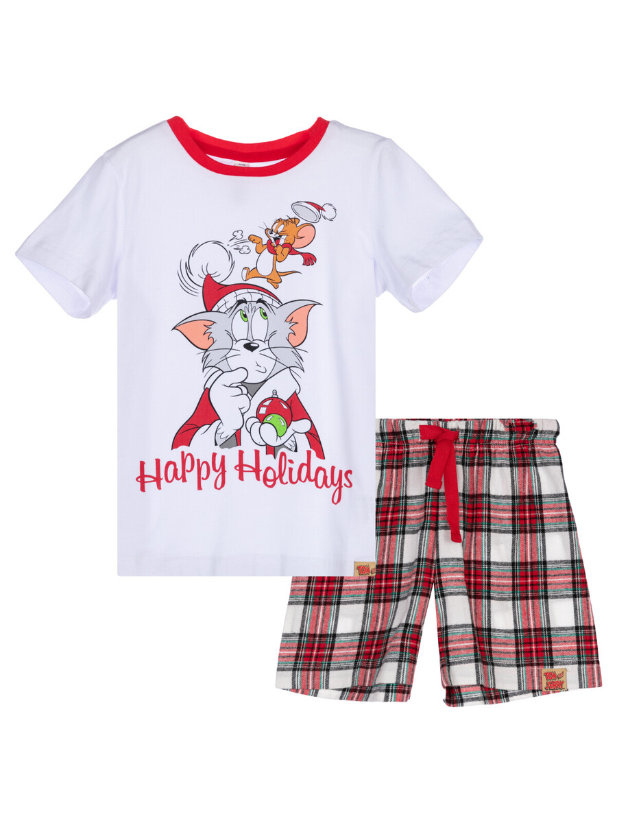 

Комплект фуфайка трикотажная футболка шорты, Белый;красный;цветной