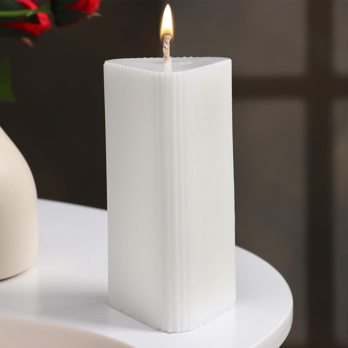 Свеча декоративная свеча декоративная тонкая с гранями 2х26см пальмовый воск белая 2 ч