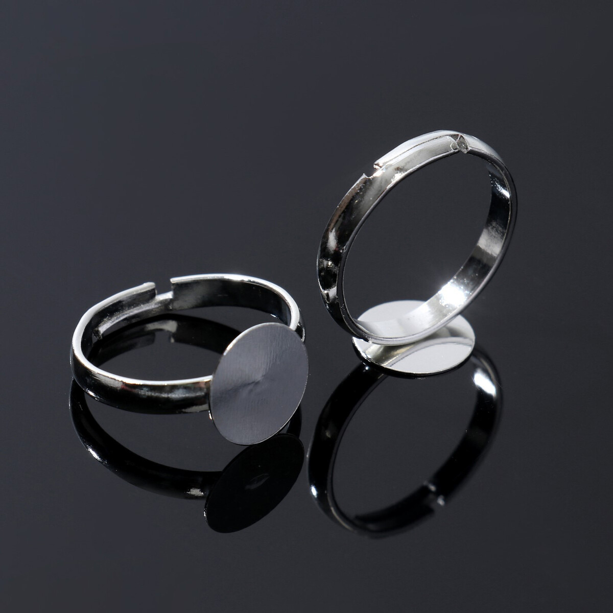 Основа для кольца регулируемая с платформой (набор 5 шт.), 10 мм, цвет серебро