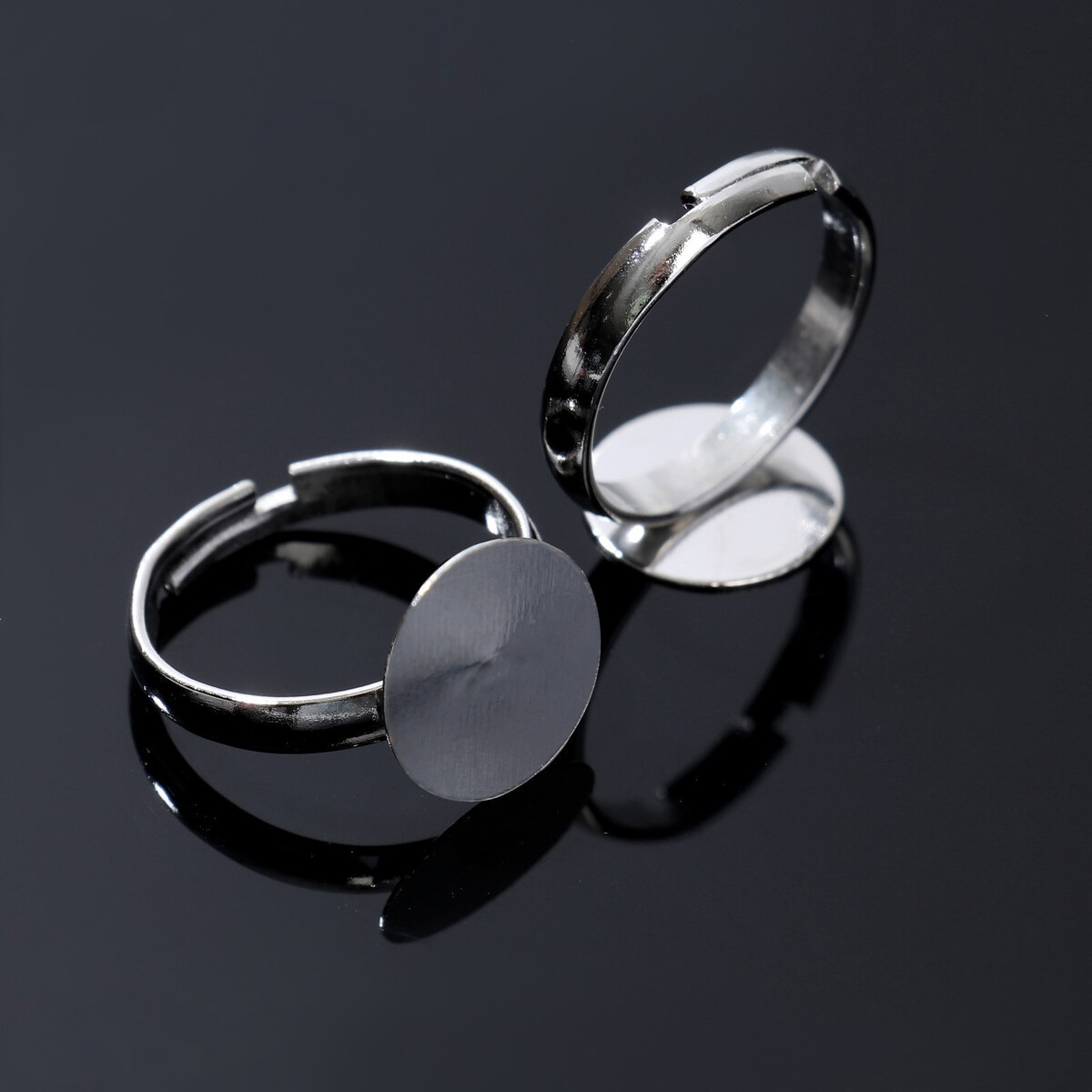 Основа для кольца регулируемая с платформой (набор 5 шт.), 12 мм, цвет серебро