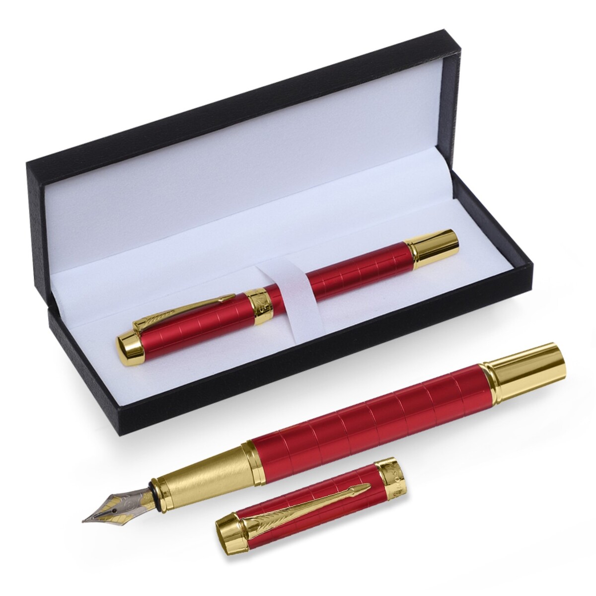 Ручка подарочная роллер, в кожзам футляре, корпус красный, золото ручка подарочная роллер в кожзам футляре корпус серебро золото