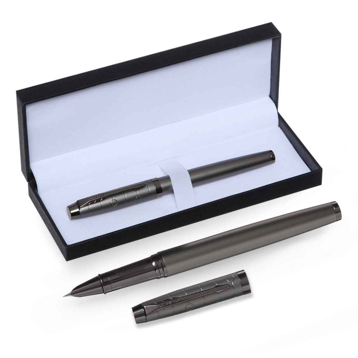 Ручка подарочная перьевая, в кожзам футляре, корпус темно-серый внешний корпус ssd agestar 31ubnv1c m2 nvme 2280 m key алюминий серый