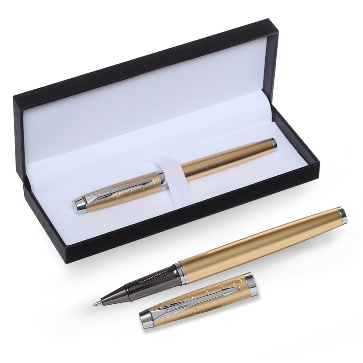 Ручка подарочная роллер, в кожзам футляре, корпус золото, серебро полисилк двухсторонний золото серебро 0 58 м х 10 м