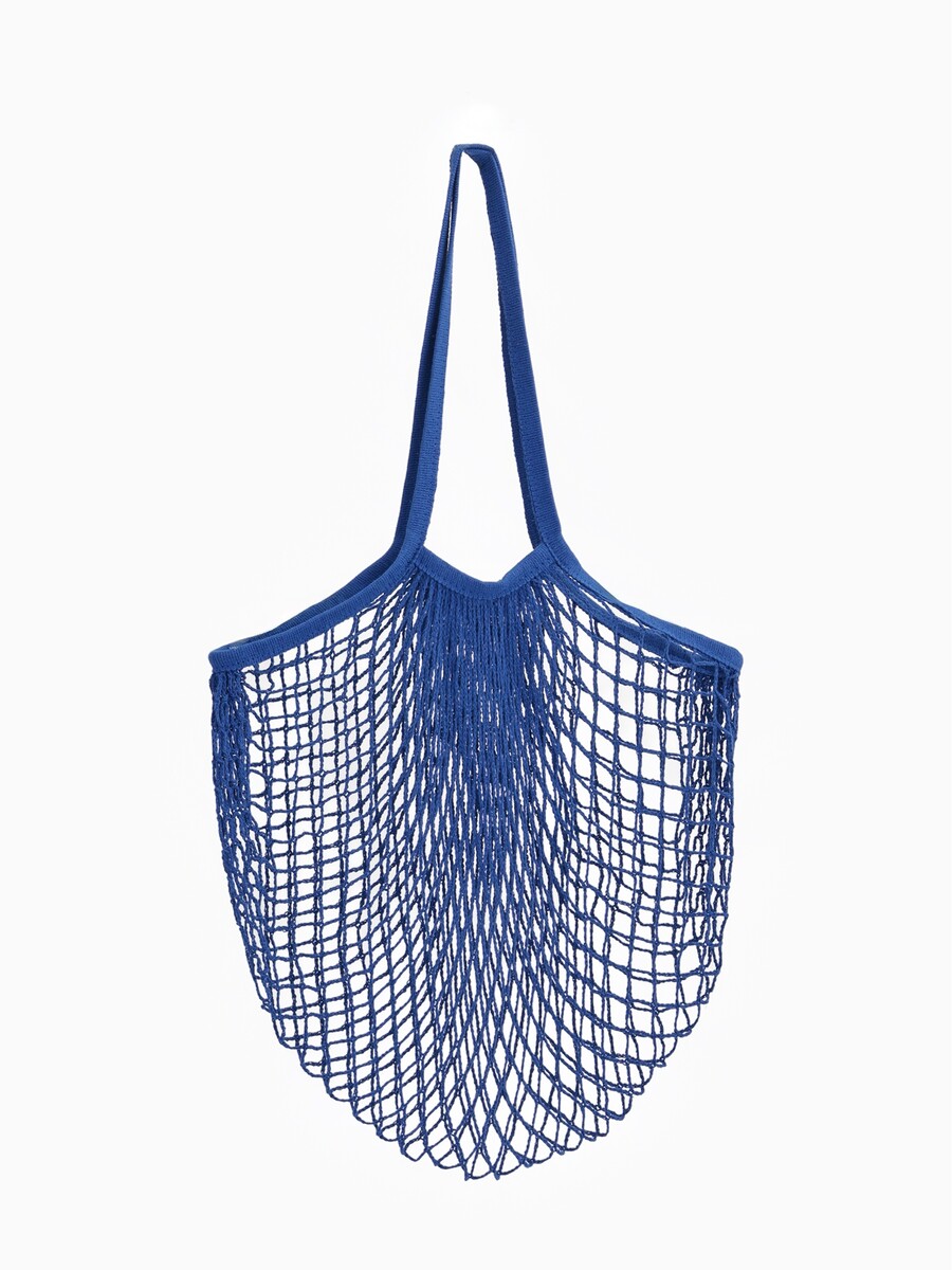 

Сумка - авоська плетеная, ручка 17 см, клетка 1.5 см, синяя, Синий